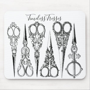Victorian hairdresser sewing scissors elegant mouse pad