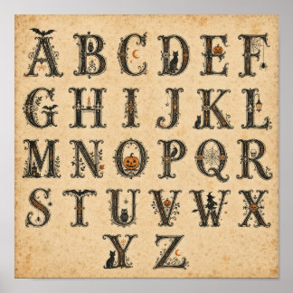 Victorian Halloween Alphabet Letters Poster