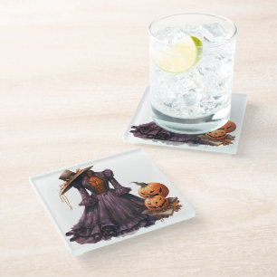 VICTORIAN HALLOWEEN CLOTHING GLASS COASTER