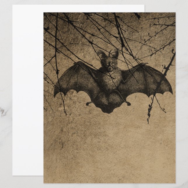 Victorian Halloween Gothic Bat Scrapbook Paper (Front/Back)