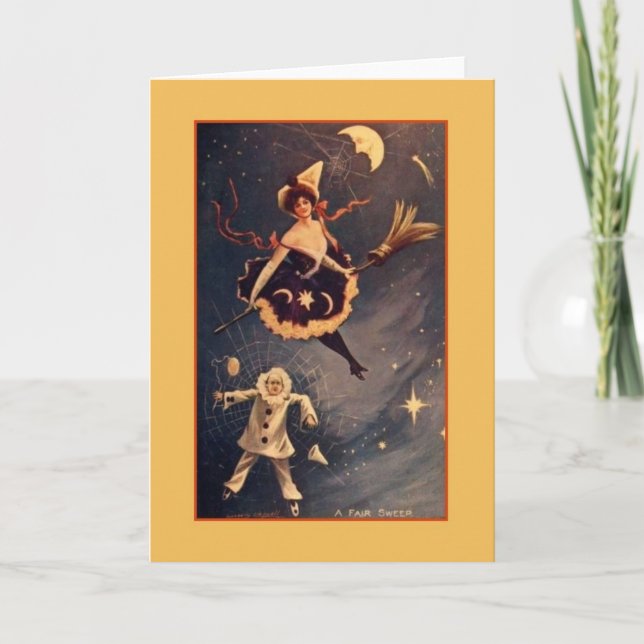 Victorian Halloween Witch Greeting Card (Front)