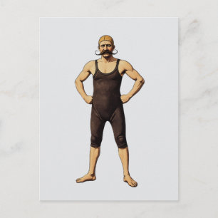 Victorian Handlebar Moustache Man Postcard