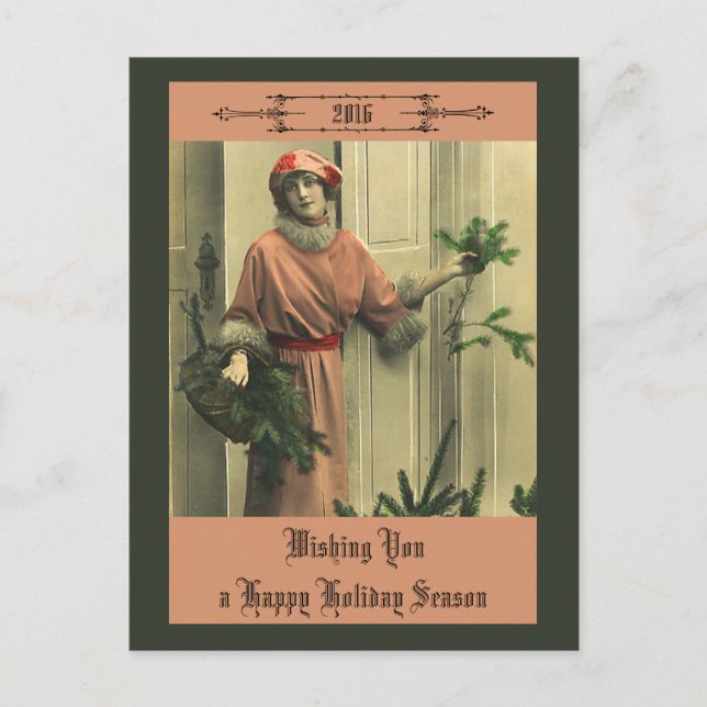 Victorian Hapy New Year Holiday Postcard (Front)