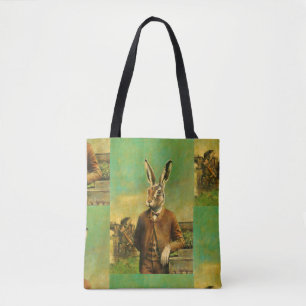 Victorian Hare All Over Print Tote Bag