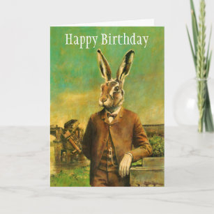Victorian Hare Birthday Card