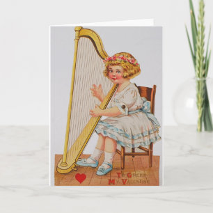 Victorian Harp Valentine's Day Card