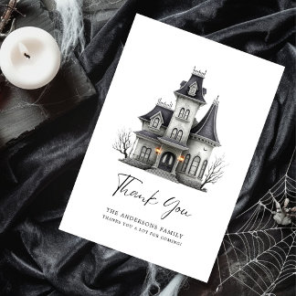 Victorian Haunted House Adult Halloween Party Thank You Card