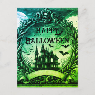 Victorian Haunted House Gothic Happy Halloween Holiday Postcard