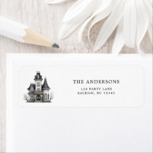 Victorian Haunted House Halloween Return Address Label