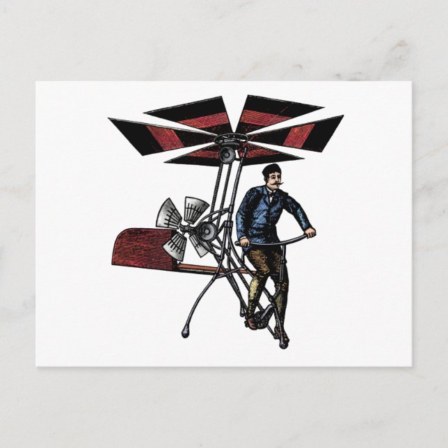 Victorian Helicopter Aircraft Contraption Postcard (Front)