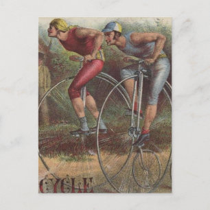Victorian High Wheel Bicycles Postcard