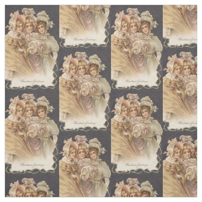Victorian Holiday Fashion Vintage Chrismas Fabric (Swatch)