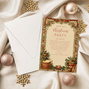 Victorian Holiday Garland Christmas Invitation
