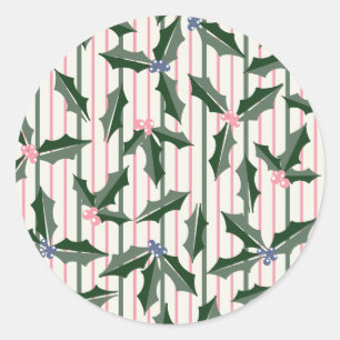 Victorian Holly Holiday Classic Round Sticker