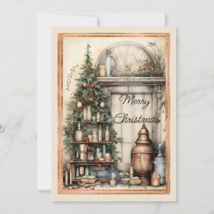Victorian Home Furnishings Christmas Tree Holiday Card