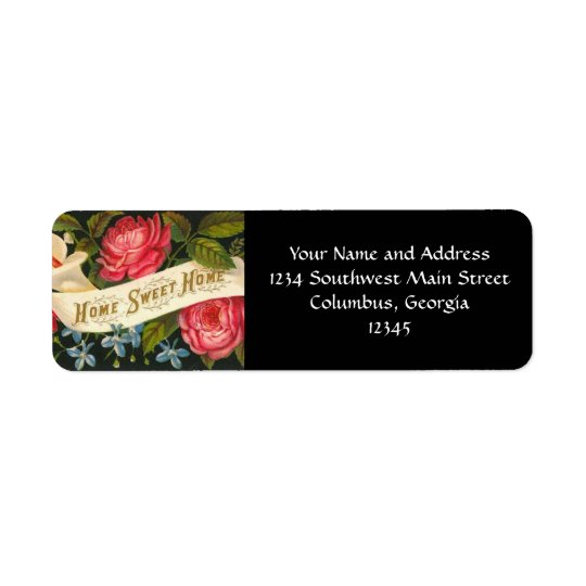 Victorian Home Sweet Home Roses Return Address Label