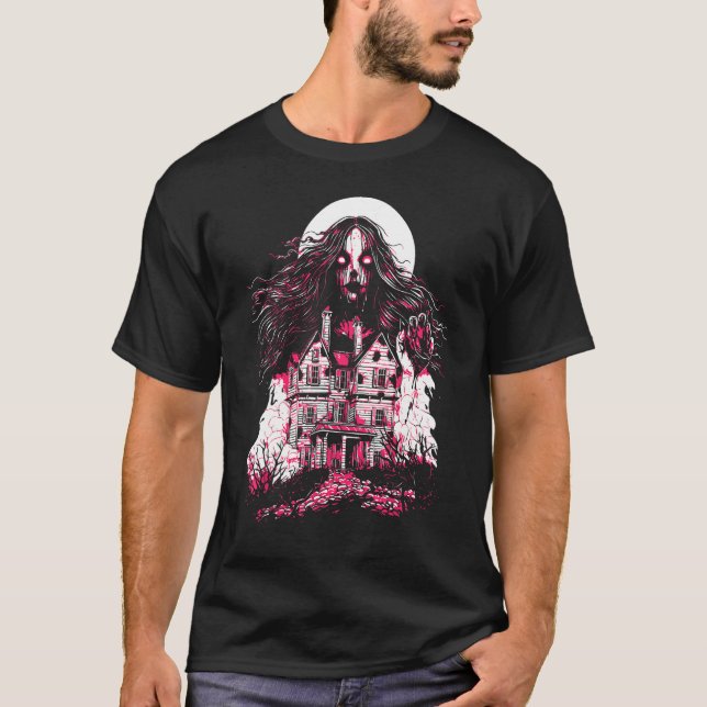 Victorian Horror Ghost Creepy Spooky Gothic Hallow T-Shirt (Front)