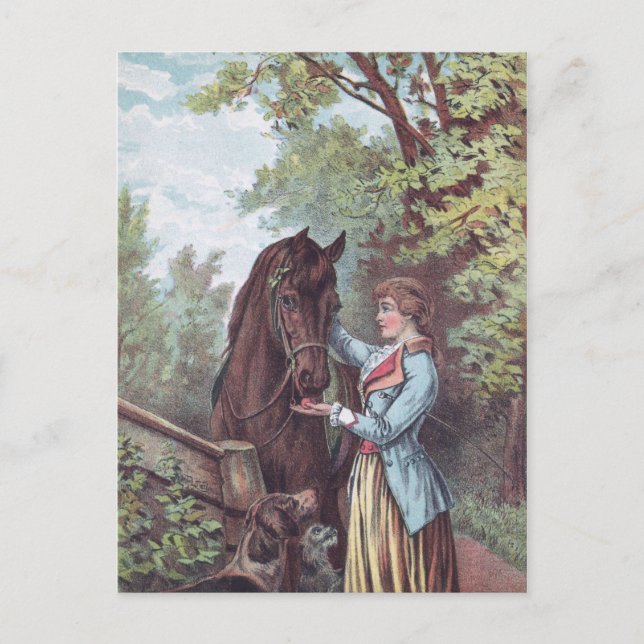 Victorian Horse and Rider with Dogs Postcard (Front)