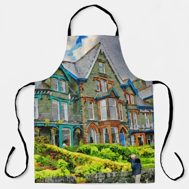 Victorian house in Keswick painted in watercolor Apron (Front)