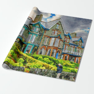 Victorian house in Keswick painted in watercolor Wrapping Paper