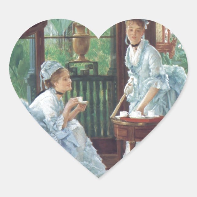 Victorian House Party Tea Fashion Tissot Heart Sticker (Front)