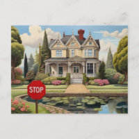 Victorian house with stop sign by it