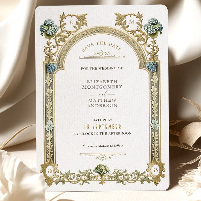 Victorian Hydrangea Elegance Save the Date Invitation (Creator Uploaded)