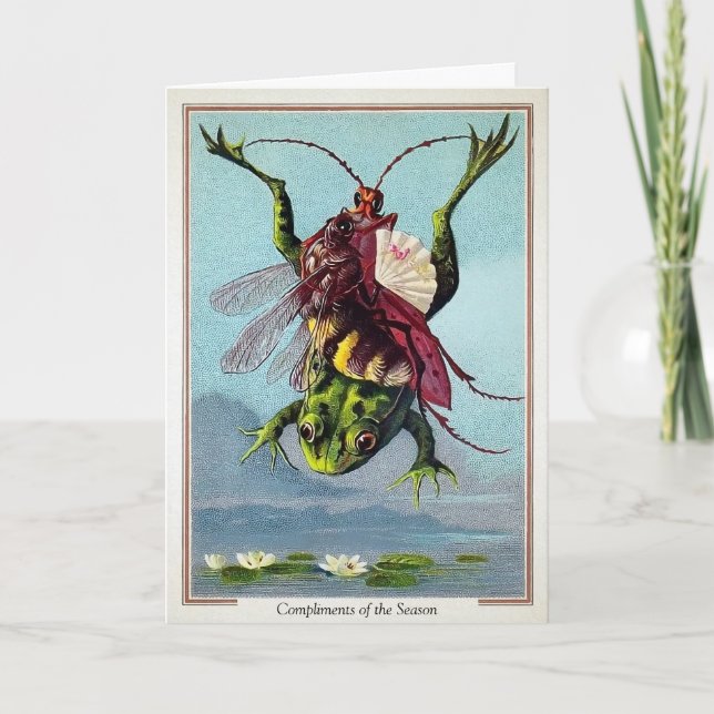 Victorian Insects on Frog Christmas Card (Front)