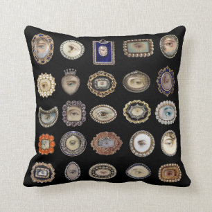 Victorian Inspired Lover's Eye collection on black Cushion
