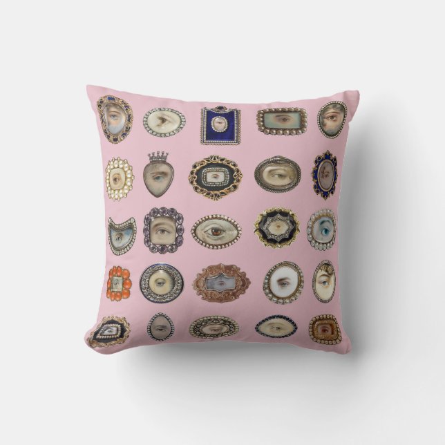 Victorian Inspired Lover's Eye, pink background Cushion (Front)