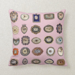 Victorian Inspired Lover's Eye, pink background Cushion