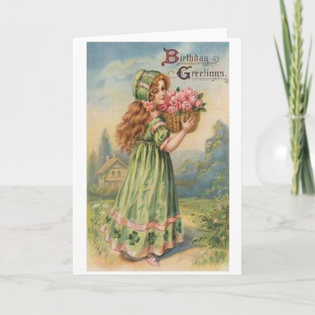 Victorian Irish Girl Birthday Card (Front)