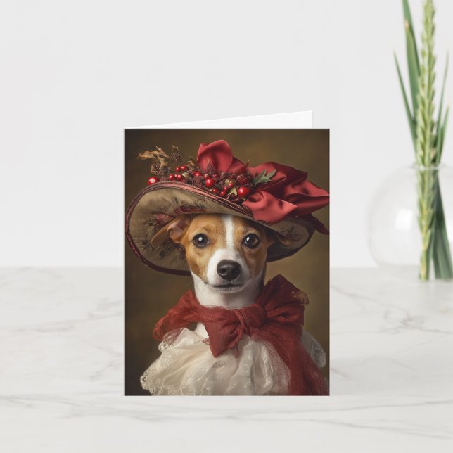 Victorian Jack Russell Terrier Christmas Holiday Card (Front)