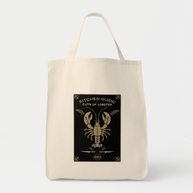 Victorian Kitchen Lobster Butchery Chart Tote Bag (Front)