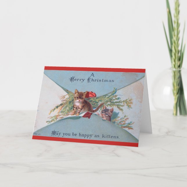 Victorian Kitten Christmas Card (Front)