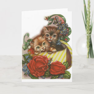 Victorian Kitten Valentine's Day Greeting Card