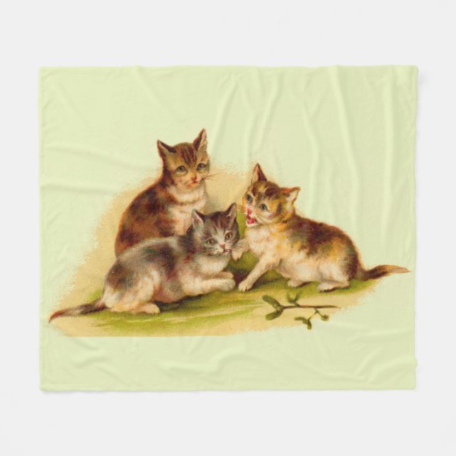 Victorian kittens fleece blanket (Front (Horizontal))