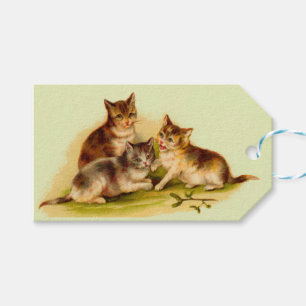 Victorian kittens print gift tags