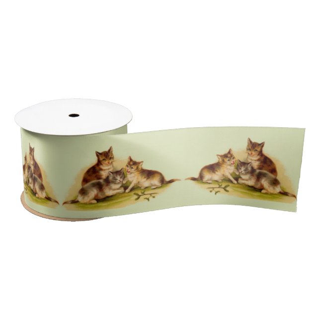 Victorian kittens satin ribbon (Spool)