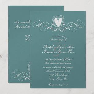 Victorian Lace Heart Wedding Invitation