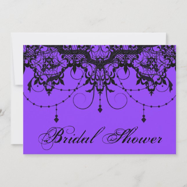 Victorian Lace Purple Bridal Shower Invitation (Front)