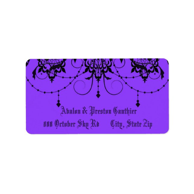 Victorian Lace Purple Wedding Address Label (Front)