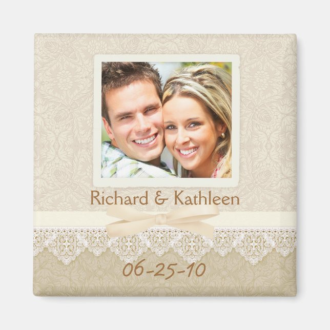 Victorian Lace - Save the Date Square Magnet (Front)