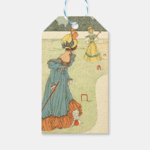 Victorian Ladies Croquet Vintage Garden Party Gift Tags