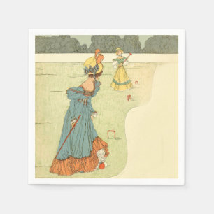 Victorian Ladies Croquet Vintage Garden Party Napkin