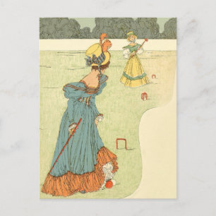 Victorian Ladies Croquet Vintage Garden Party Postcard