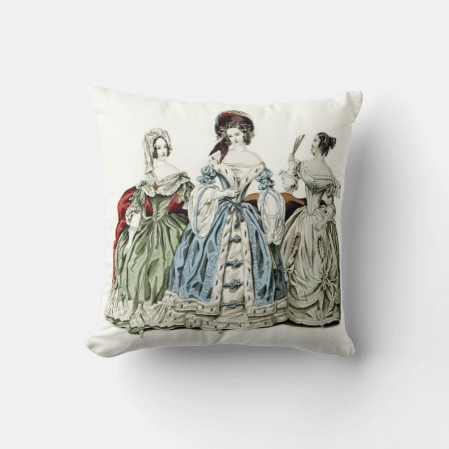 Victorian Ladies Fashion Throw Pillow (Front)