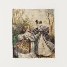 Victorian Ladies in Garden Conversation - Vintage