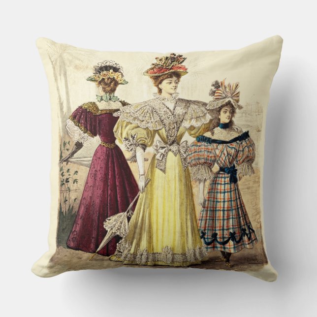 Victorian Ladies Vintage Design Cushion (Front)