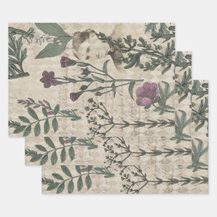 Victorian Lady and Flowers Wrapping Paper Sheet